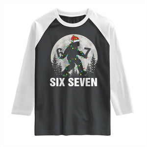 67 Six Seven Raglan Shirt Funny Bigfoot Christmas Sasquatch Moon TS14 Black White Print Your Wear