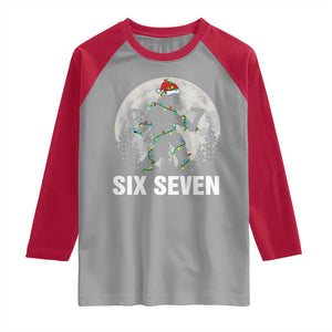 67 Six Seven Raglan Shirt Funny Bigfoot Christmas Sasquatch Moon TS14 Sport Gray Red Print Your Wear