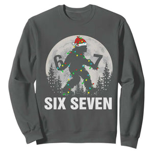 67 Six Seven Sweatshirt Funny Bigfoot Christmas Sasquatch Moon TS14 Dark Heather Print Your Wear