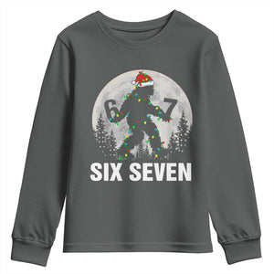 67 Six Seven Youth Sweatshirt Funny Bigfoot Christmas Sasquatch Moon TS14 Dark Heather Print Your Wear