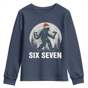 67 Six Seven Youth Sweatshirt Funny Bigfoot Christmas Sasquatch Moon TS14 Navy Print Your Wear