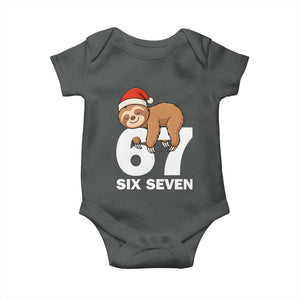 67 Six Seven Baby Onesie Funny Sloth Christmas TS14 Dark Heather Print Your Wear