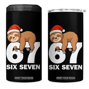 67 Six Seven 4 in 1 Can Cooler Tumbler Funny Sloth Christmas TS14 One Size: 16 oz Black Print Your Wear