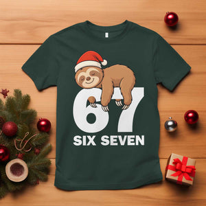 67 Six Seven T Shirt Funny Sloth Christmas TS14 Dark Forest Green Print Your Wear