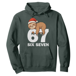 67 Six Seven Hoodie Funny Sloth Christmas TS14 Dark Forest Green Print Your Wear