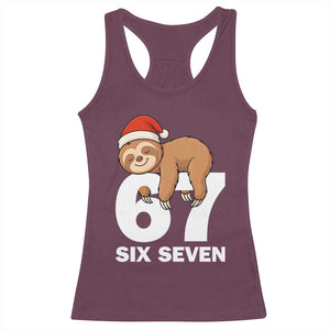 67 Six Seven Racerback Tank Top Funny Sloth Christmas TS14 Maroon Print Your Wear
