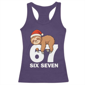 67 Six Seven Racerback Tank Top Funny Sloth Christmas TS14 Purple Print Your Wear
