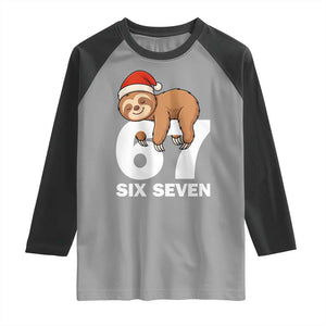 67 Six Seven Raglan Shirt Funny Sloth Christmas TS14 Sport Gray Black Print Your Wear