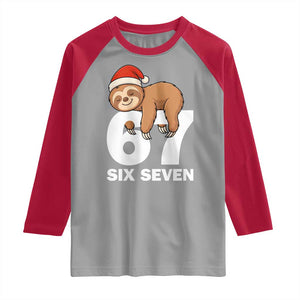67 Six Seven Raglan Shirt Funny Sloth Christmas TS14 Sport Gray Red Print Your Wear