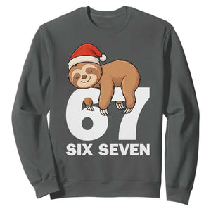 67 Six Seven Sweatshirt Funny Sloth Christmas TS14 Dark Heather Print Your Wear