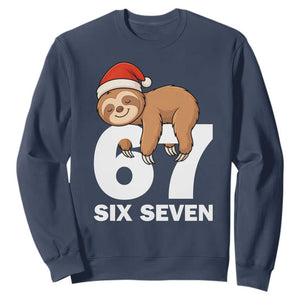 67 Six Seven Sweatshirt Funny Sloth Christmas TS14 Navy Print Your Wear