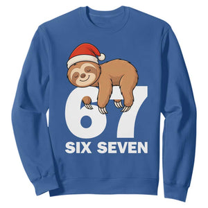 67 Six Seven Sweatshirt Funny Sloth Christmas TS14 Royal Blue Print Your Wear