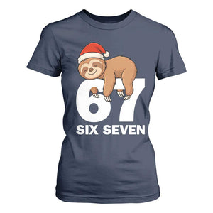 67 Six Seven T Shirt For Women Funny Sloth Christmas TS14 Navy Print Your Wear