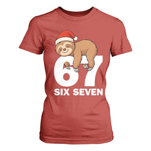 67 Six Seven T Shirt For Women Funny Sloth Christmas TS14 Red Print Your Wear