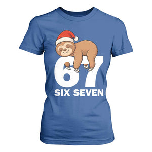 67 Six Seven T Shirt For Women Funny Sloth Christmas TS14 Royal Blue Print Your Wear