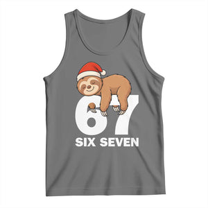 67 Six Seven Tank Top Funny Sloth Christmas TS14 Black Heather Print Your Wear