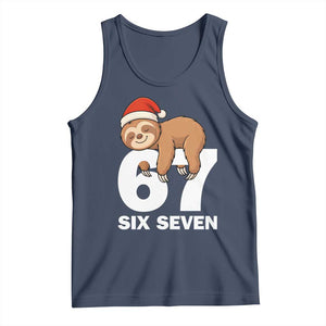 67 Six Seven Tank Top Funny Sloth Christmas TS14 Navy Print Your Wear