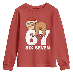 67 Six Seven Youth Sweatshirt Funny Sloth Christmas TS14 Red Print Your Wear