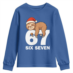 67 Six Seven Youth Sweatshirt Funny Sloth Christmas TS14 Royal Blue Print Your Wear