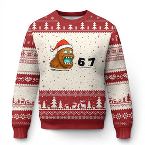 67 Six Seven Ugly Christmas Sweater Funny Bigfoot Xmas TS14 Beige Red Print Your Wear