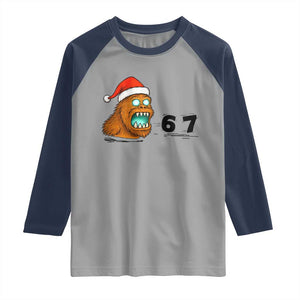 67 Six Seven Raglan Shirt Funny Bigfoot Christmas TS14 Sport Gray Navy Print Your Wear