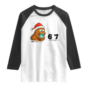 67 Six Seven Raglan Shirt Funny Bigfoot Christmas TS14 White Black Print Your Wear