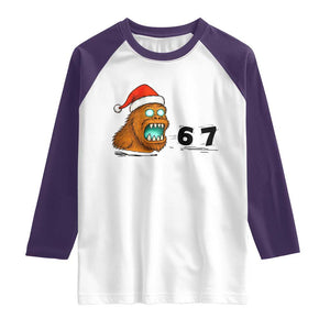 67 Six Seven Raglan Shirt Funny Bigfoot Christmas TS14 White Purple Print Your Wear