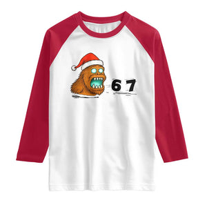 67 Six Seven Raglan Shirt Funny Bigfoot Christmas TS14 White Red Print Your Wear