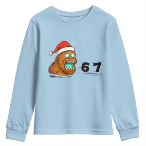 67 Six Seven Youth Sweatshirt Funny Bigfoot Christmas TS14 Light Blue Print Your Wear