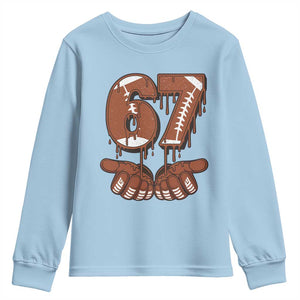 67 Six Seven Youth Sweatshirt Funny Football Meme TS14 Light Blue Print Your Wear