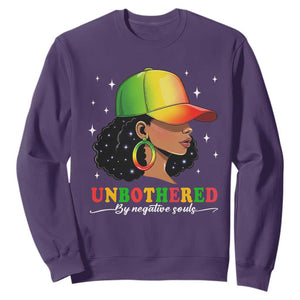 Afro African American Sweatshirt Unbothered By Negative Souls Black Sassy Queen TS14 Purple Print Your Wear