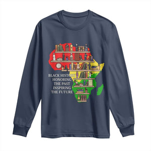Black History Teacher Long Sleeve Shirt Black History Honoring The Past Inspiring The Future TS14 Navy Print Your Wear