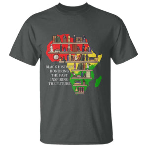 Black History Teacher T Shirt Black History Honoring The Past Inspiring The Future TS14 Dark Heather Print Your Wear