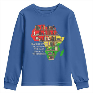 Black History Teacher Youth Sweatshirt Black History Honoring The Past Inspiring The Future TS14 Royal Blue Print Your Wear
