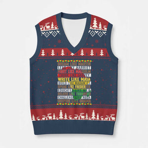 Black History Month V-Neck Knit Sweater Vest Dream Like Martin Lead Like Harriet TS14 Navy Red Print Your Wear
