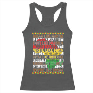 Black History Month Racerback Tank Top Dream Like Martin Lead Like Harriet TS14 Dark Heather Print Your Wear