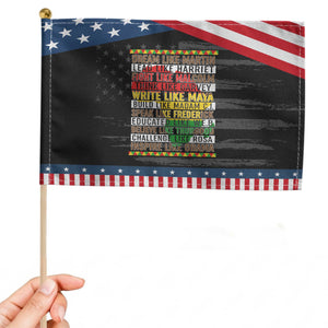 Black History Month Patriotic Handheld Flag Dream Like Martin Lead Like Harriet TS14 Distressed 8.2" × 5.5" Black Blue Print Your Wear