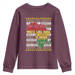 Black History Month Youth Sweatshirt Dream Like Martin Lead Like Harriet TS14 Maroon Print Your Wear