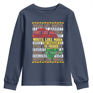 Black History Month Youth Sweatshirt Dream Like Martin Lead Like Harriet TS14 Navy Print Your Wear