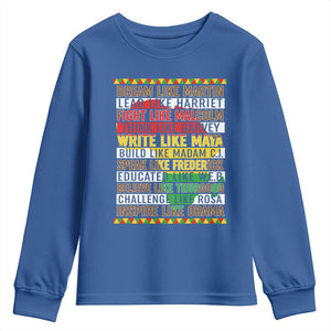 Black History Month Youth Sweatshirt Dream Like Martin Lead Like Harriet TS14 Royal Blue Print Your Wear