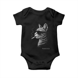 Fck Ice Baby Onesie Funny Cat Smoking Anti ICE Meme TS14 Black Print Your Wear