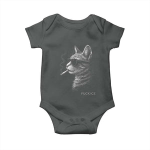 Fck Ice Baby Onesie Funny Cat Smoking Anti ICE Meme TS14 Dark Heather Print Your Wear