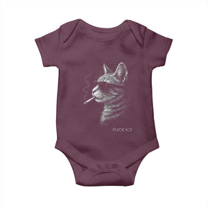 Fck Ice Baby Onesie Funny Cat Smoking Anti ICE Meme TS14 Maroon Print Your Wear