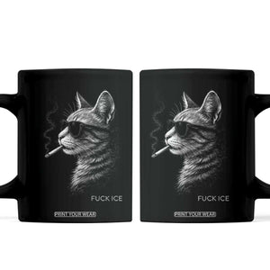 Fck Ice Coffee Mug Funny Cat Smoking Anti ICE Meme TS14 Black Print Your Wear