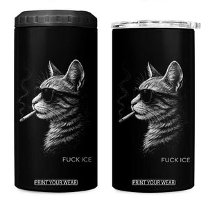 Fck Ice 4 in 1 Can Cooler Tumbler Funny Cat Smoking Anti ICE Meme TS14 One Size: 16 oz Black Print Your Wear