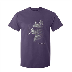 Fck Ice T Shirt For Kid Funny Cat Smoking Anti ICE Meme TS14 Purple Print Your Wear