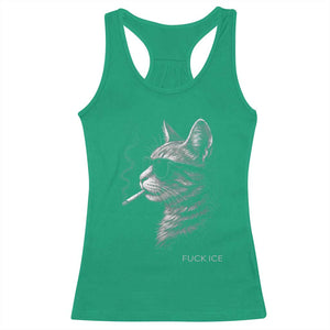 Fck Ice Racerback Tank Top Funny Cat Smoking Anti ICE Meme TS14 Irish Green Print Your Wear