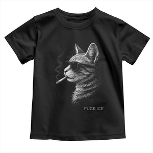 Fck Ice Toddler T Shirt Funny Cat Smoking Anti ICE Meme TS14 Black Print Your Wear