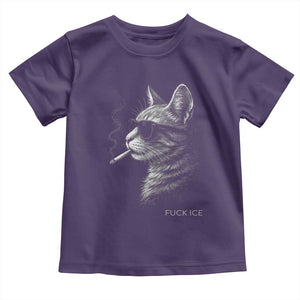 Fck Ice Toddler T Shirt Funny Cat Smoking Anti ICE Meme TS14 Purple Print Your Wear