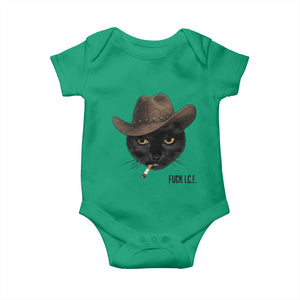 Funny Cowboy Cat Smoking Anti ICE Protest Meme Baby Onesie TS14 Irish Green Print Your Wear